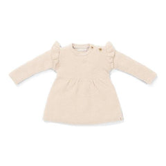 LD Knitted Dress Long Sleeve Ruffle Sand