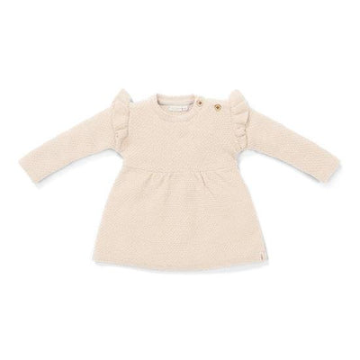 LD Knitted Dress Long Sleeve Ruffle Sand