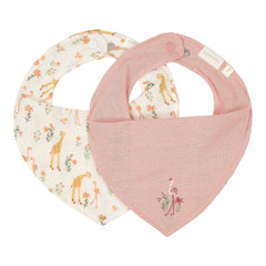 LD Bandana Bib 2-Pack Blooming/Rose