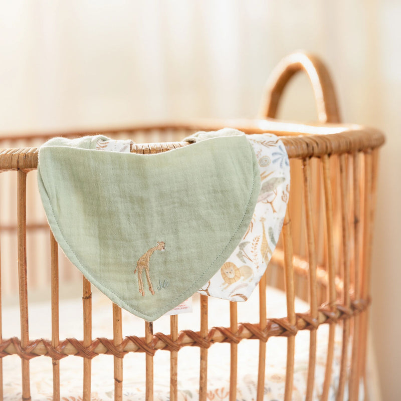 LD Bandana Bib 2-Pack Green/Safari Wonders