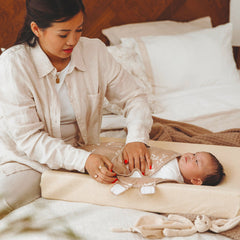 Meyco Soft Sand terry changing pad cover in use