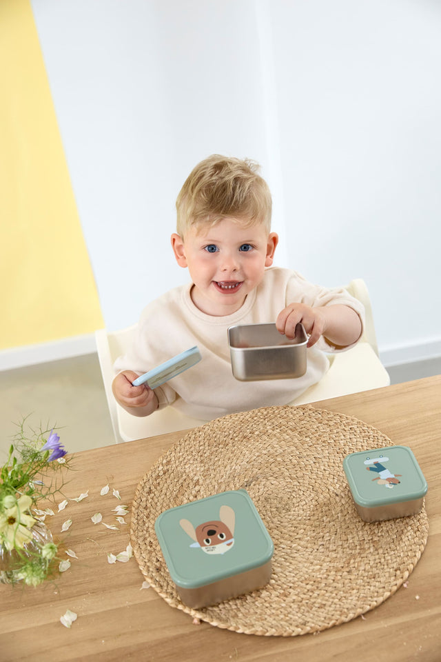 Snackbox Children (3pcs) Stainless Steel, Tiny Farmer lilac | Lässig