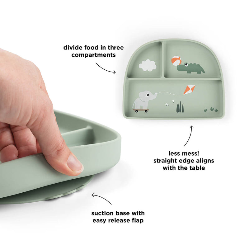 Done by Deer Stick&Stay compartment plate Playground Green features