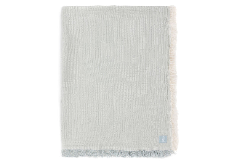 Jollein Muslin Fringe Blanket Stripe Sea Green 120x120