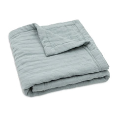 Jollein Sea Green jacquard muslin blanket, folded