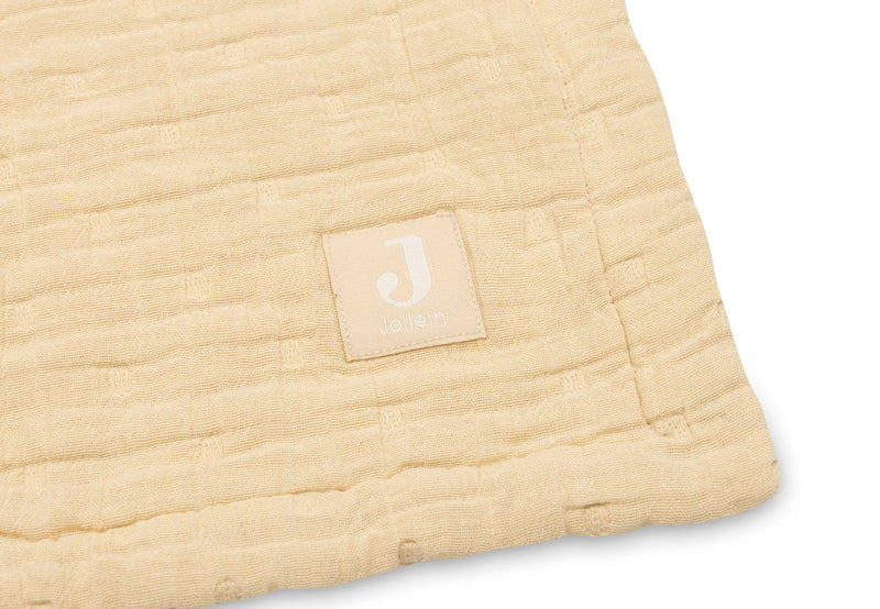 Jollein Vanilla jacquard muslin blanket label detail