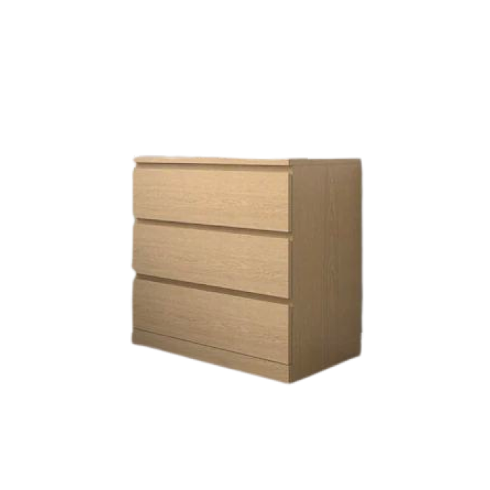 Malm Dresser 3 Drawers  Stained Oak Veneer