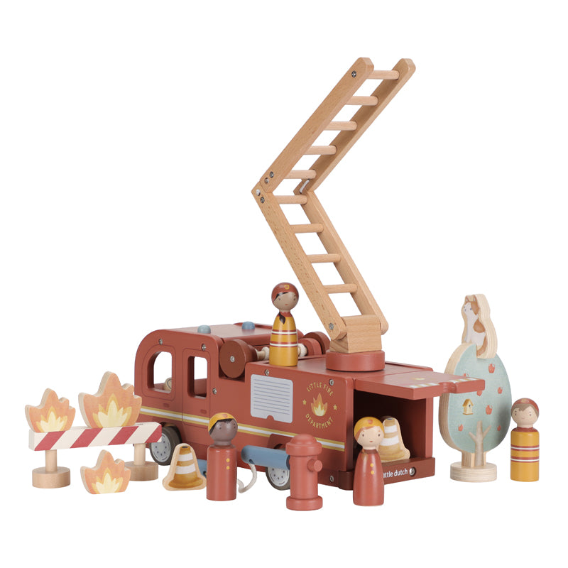 LD Wooden Fire Truck Set 15pc FSC