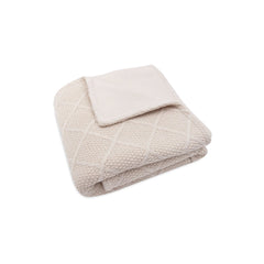 Jollein Check Knit Teddy Fleece Blanket Oatmeal