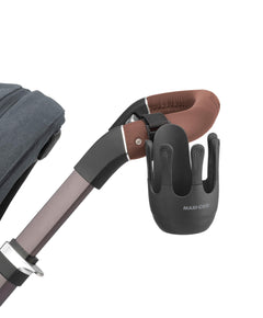 Maxi-Cosi cup holder mounted on a pushchair handlebar