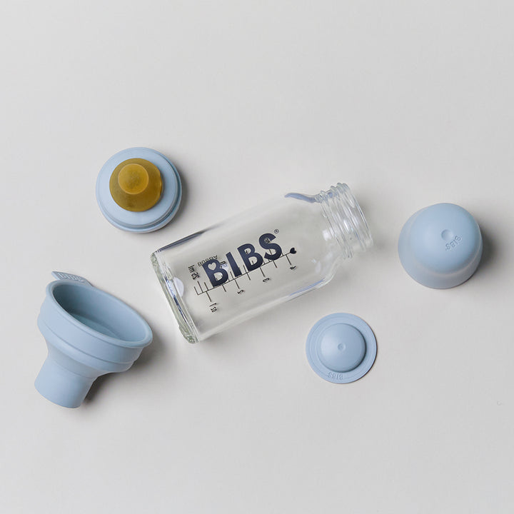 BIBS Baby Glass Bottle Complete Set - Latex Teat - 120ml Blush